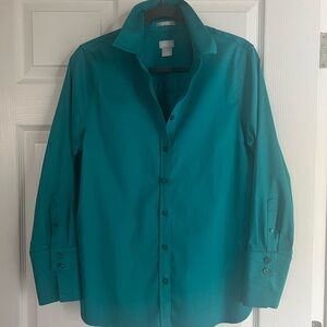 Chico's Teal Button Down Dress Shirt for Women